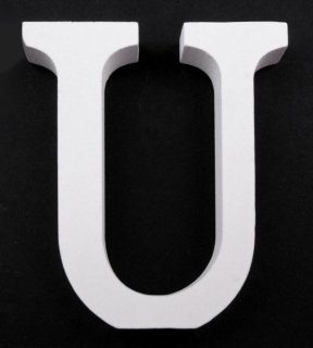 Drevené písmeno "U" biele 8cm