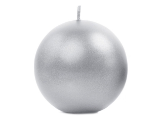 Sviečka guľa strieborná metalická  8cm