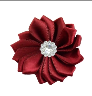 Saténový kvet bordový s kamienkom 4,5cm